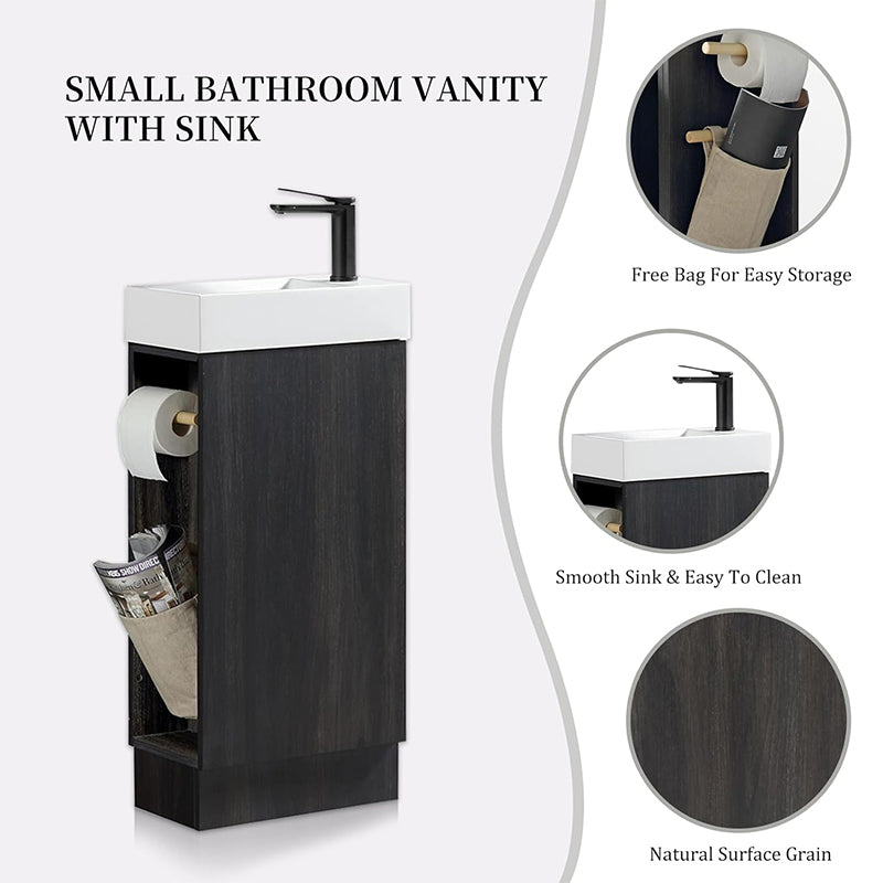 16 Inch Freestanding Single Sink Bathroom Vanity