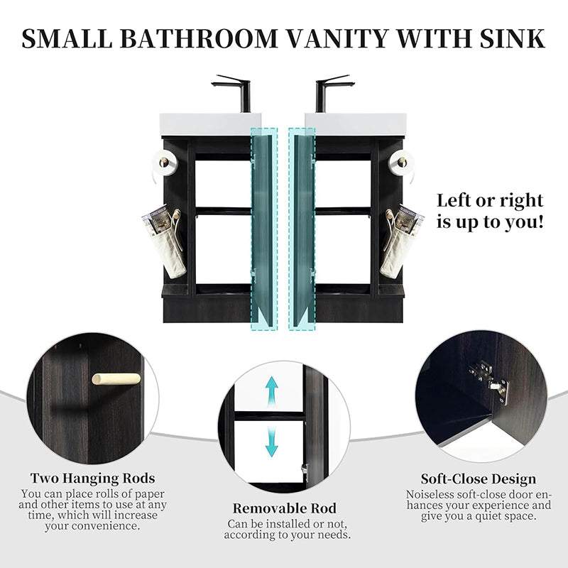 16 Inch Freestanding Single Sink Bathroom Vanity