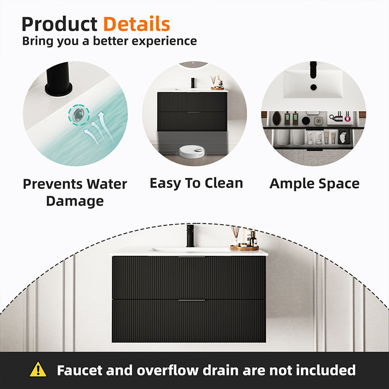 24 Inch Floating Single Sink Bathroom Vanity